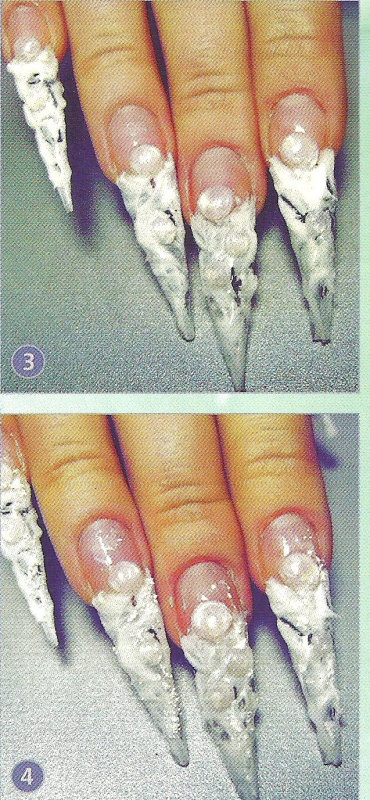 Свадебный рисунок на ногтях "Жемчуг для невесты"